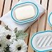 Bligli Soap Dish Shower Soap Box,Soap Case Holder Drain Bathroom Kitchen Sinks,Keep Soap Dry Clean,2Pack(White and Blue)