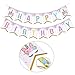 Unicorn Happy Birthday Banner with Pom Pom Balls Unicorn Themed Party Decorations for Girls Birthday Party Supplies