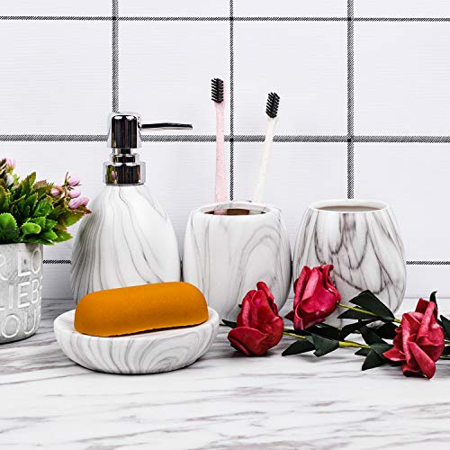 Ceramic Marble Bathroom Accessories Set Oval Elegant Unique Texture