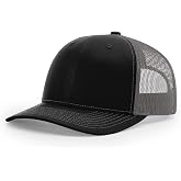 Richardson 112 Classic Six-Panel Adjustable Snapback Trucker Cap | Cotton-Poly Twill Front, Ventilated Mesh Back, Moisture-Absorbing Sweatband, Bulk Packs Available