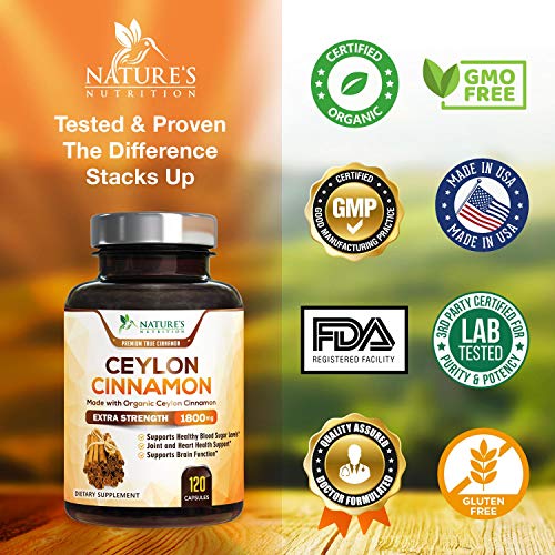 image for Nature's Nutrition Organic Ceylon Cinnamon Highest Potency Standardize