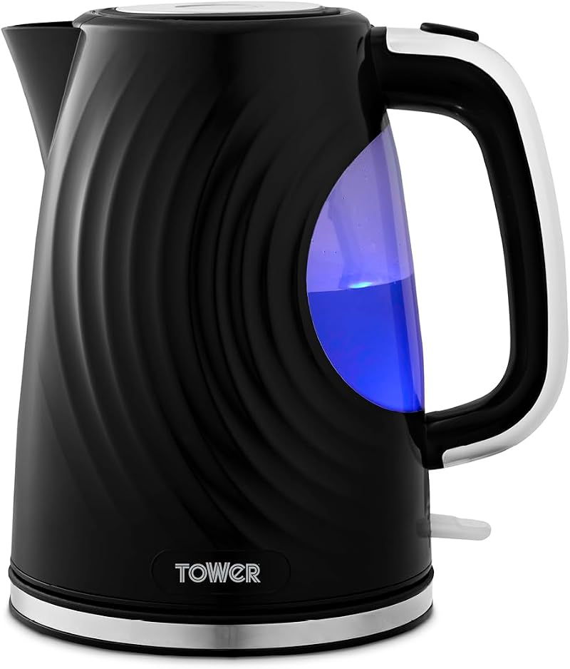 Tower T10083BLK Sonar Textured Kettle 1.7L 3000W Blue Light 360 Base