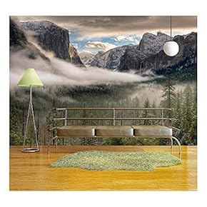 The Sun Peaks Over The Sierras for Its First Glimpse of The Yosemite Valley. - Removable Wall Mural | Self-Adhesive Large Wallpaper - 66x96 inches