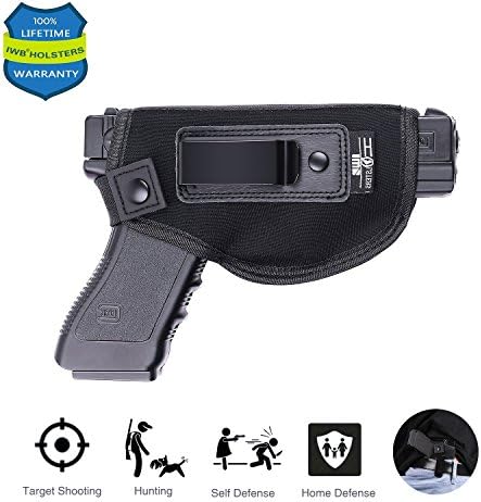 Glock 19 26 27 42 43 Holster | IWB Neoprene Inside Waistband Gun Holsters For Universal Concealed Carry | Fits all firearms for S&amp;W M&amp;P Shield 9mm Ammo 40 | 1911 238 Taurus PT111 G2 LC9S SR22 (right)