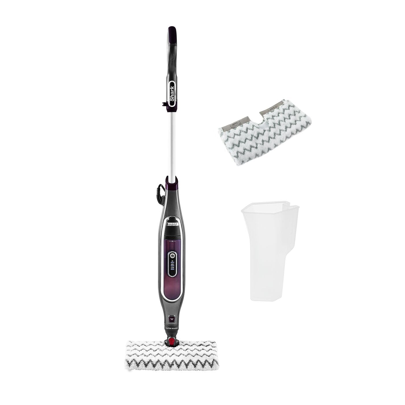 Shark Automatic Klik n' Flip Steam Mop for Hard Floors with Intelligent Steam Control, Steam Blaster, 2 Machine Washable Cleaning Pads & Fill Flask, 350ml, 6m Cord, Grey/Bordeaux S6003UK