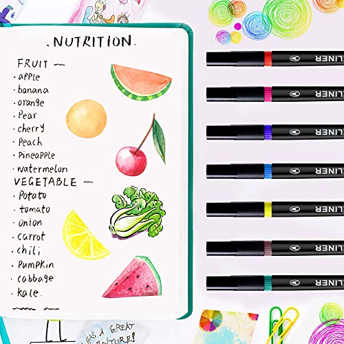 L\'aise vie Dual Markers Brush Pen, 0.4mm Fine Tip Markers & Brush Highlighter Pen Set of 24 for Adult Coloring, Journaling