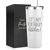 Birthday Bitches Wine Tumbler – 22 oz Stainless Steel Insulated Cup, Unique Gift for Women, Stylish Fun & Sassy Birthday Glasses & Cups