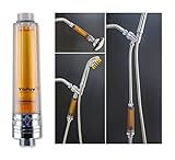 VitaPure Vitamin C Inline Shower Filter by SONAKI, Removes 99.9% Chlorine & Chloramine, for Healthy Skin & Hair. For Hand Held or Wall Mount Shower Heads, Includes 3 Extra Refill Cartridges