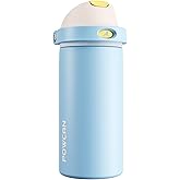 POWCAN 18 oz Metal Water Bottle: 2-in-1 Push-Button Spout & Quick-Flip Straw, Leakproof, Cold 24Hrs, Fits Car Cup Holder, Insulated Cup for Sports, School, Trip, Gift for Women, Girls (Glass Slipper)