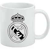 GRAPHICS & MORE Real Madrid FC Crest Black and White Ceramic Coffee Mug, Novelty Gift Mugs for Coffee, Tea and Hot Drinks, 11oz, White