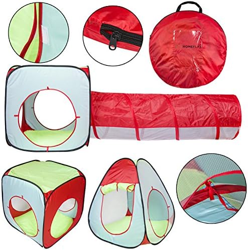 Kids Play Tent With Tunnel &amp; Two Enclsures [Square &amp; Triangle Tunnel Ends] - Pops Up - No Assembly - Children's Playhouse Large Indoor &amp; Outdoor House For Boys &amp; Girls, Perfect Gift For Toddlers