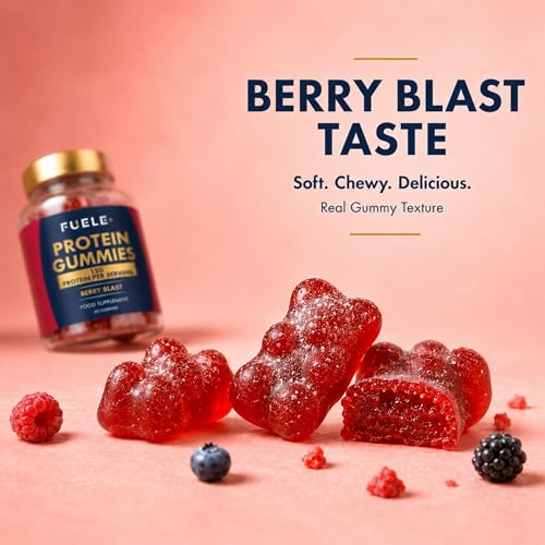 Whey Protein Gummies – Berry Blast Flavor, 12g Protein Per Serving (4 Gummies), Protein Snack Alternative, No Added Sugar, Convenient On-the-Go Protein Supplement, 60 Gummies