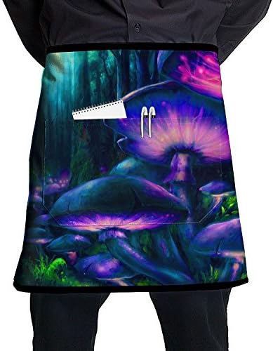 Luminescent Mushrooms Unisex Multi-purpose Adjustable Kitchen Chef Apron Professional Grill Aprons Kitchen/Restaurant Chef Bib- With Tool Pockets Perfect For Cooking,Baking,Barbequing