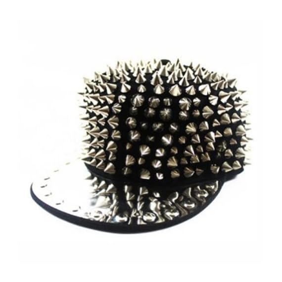 OFTEN-Hedgehog-Punk-Studded-Baseball-Hip-hop-Hat-Spike-Rivet-Spiky-Stud-CapBlackSilverFree-Size