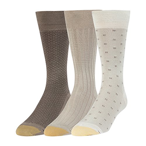 Gold Toe Men's Dress Crew Socks, 3 Pairs, string/driftwood/taupe, Shoe