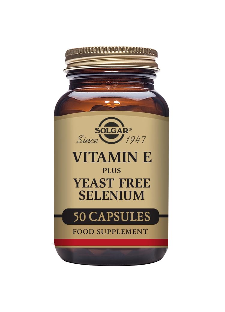 Solgar Vitamin E with Yeast Free Selenium - Supports Immune System & Metabolism - Protects Against Oxidative Stress - Daily Health Supplement - for Hair and Nails - Vegetable Capsules - Pack of 50