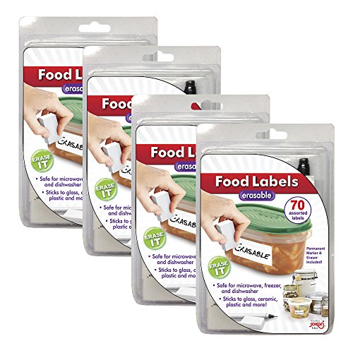 Jokari Erasable Food Labels 4Pack Refill, Reusable Label MultiColor