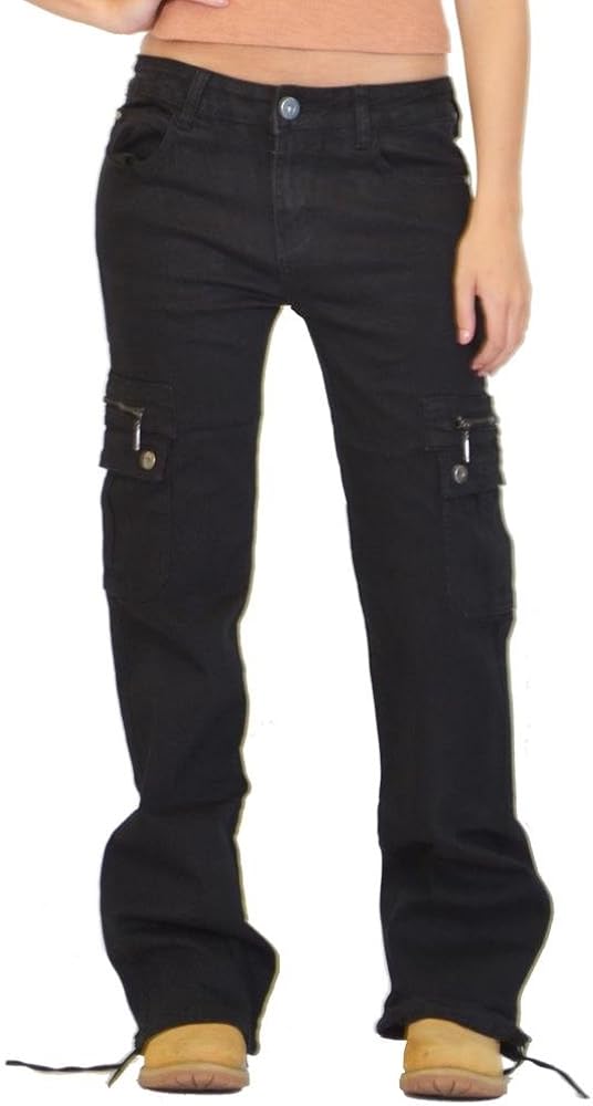 black wide leg cargo trousers