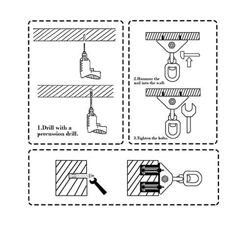 ABSOFINE Deckenhaken 450KG Kapazität 360°Drehen Premium Edelstahl Schaukelhaken Aufhängung Haken mit Verlängerungskette… – Bild 5