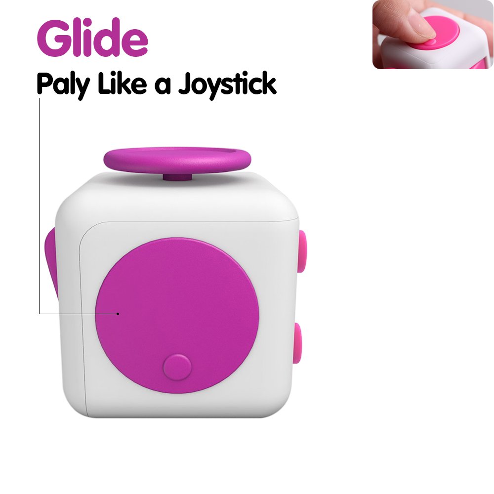 Lodabodkin Fidget Cube Relieves Stress and Anxiety for Children and Adults, Anxiety Attention Toy (White-pink)