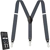 Vauhse Suspenders for Men, Adjustable Suspenders with Elastic Straps Y-Back Construction Heavy Duty for Work