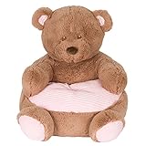 Kelly Toy Soft Plush Brown Bear Childrens Chair with Pink Corduroy Trim 18in