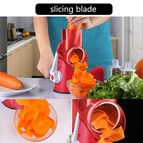 image for HOXANEY Round Drum Mandoline Slicer Rotary Cheese Grater Manual Vegeta
