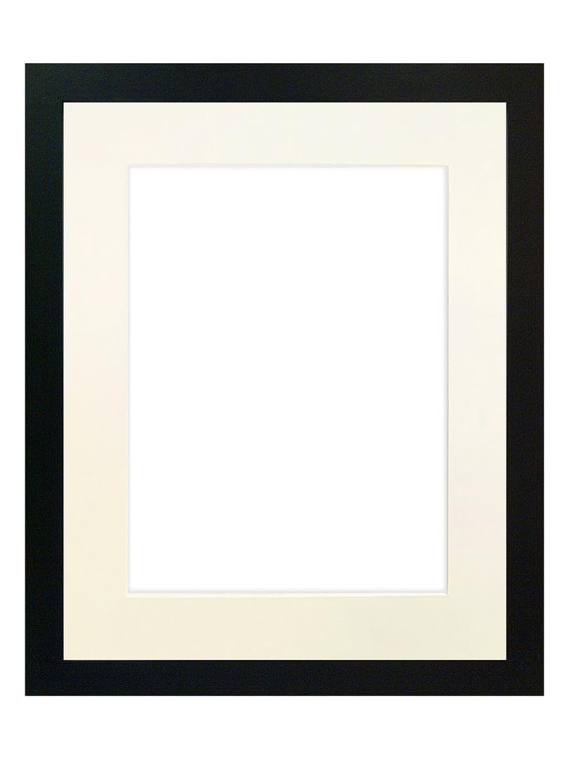 FRAMES BY POST 0.75 Inch Black Picture Photo Frame With Ivory Mount 14 x11 Image Size 10 x 8 Inch Plastic Glass