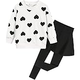 Little Girls Clothing Heart Print Outfit for Kids 2Pcs Pant Set Toddler Long Sleeve Sweatshirt Tops and Leggings Skirt