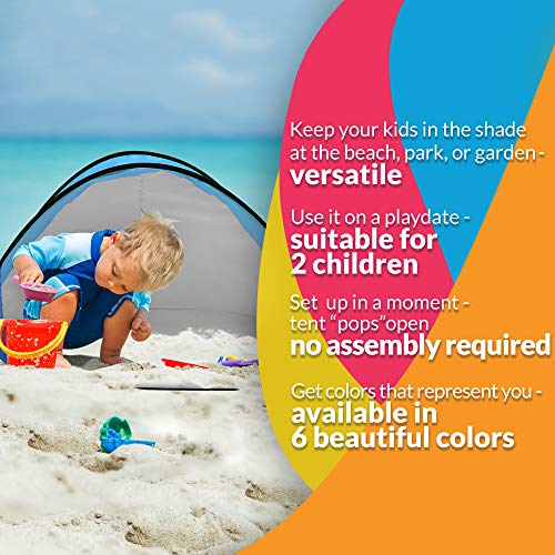 Pluto Baby Blue Beach Tent: Protect Your Kids at Any Weather. Popup SunShelter for Babies to Keep Them Away from Rain and Breeze at The Park, Beach and Garden. Includes Coloring Book. - Thumbnail 6