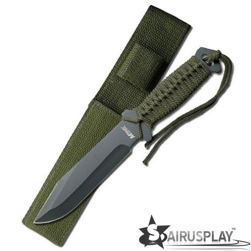M-Tech Fixed 10.5" Knife Green Cord Wrapped Handle Sharp Strong and Durable for Camping Hiking Hunting Survival Self Defence and practical use by SairusPlay