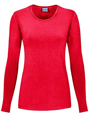 Cherokee Women's Long Sleeve Knit Underscrub Tee, Red, Medium