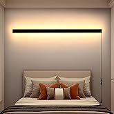 KELUOLY Modern Plug in Long Wall Sconce, 39" Black Matte LED Wall Lights, 20W Warm White 3000K Acrylic Indoor Wall lamp, with