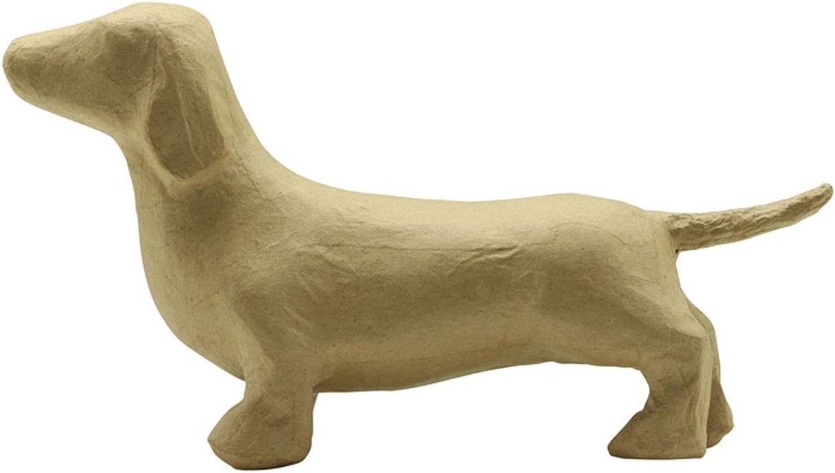Décopatch SA189C, One Brown papier-mâché stand 27.5x7x15.5 cm, Dachshund, DIY, Customisable Décor, Completely Personalise