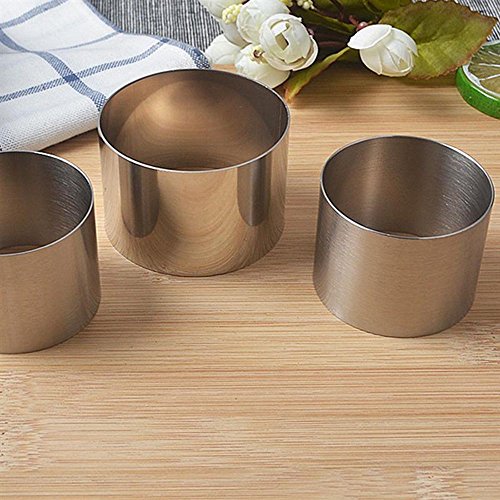 3 Pcs Stainless Steel Mini Round Food Pastry Ring Mousse Cake Mold, Surface Brushed Treatment, Durable, Anti-Fingerprints, Wear-resistant, 2 Inch Diameter, 1.5 Inch Height