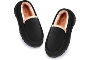 Fupoia Boys & Girls Moccasin Memory Foam Kids House Slippers - Nonslip Indoor & Outdoor