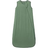 Mosebears Unisex Baby Sleep Sack 1.0 TOG, Supersoft Rayon Made from Bamboo Wearable Blanket with 2-Way Zipper (Dark Green,6-18 Months)