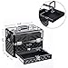 SONGMICS Train Case, Deluxe Jewelry Cosmetic Organizer, Beauty Vanity Makeup Case, with Transparent Acrylic Lid, Pull-Out Tray, Black UMUC318B, XL