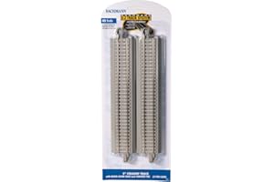 Bachmann Trains - Snap-Fit E-Z Track® 9” Straight Track (4/Card) - Nickel Silver Rail with Concrete Ties on Gray Roadbed - HO