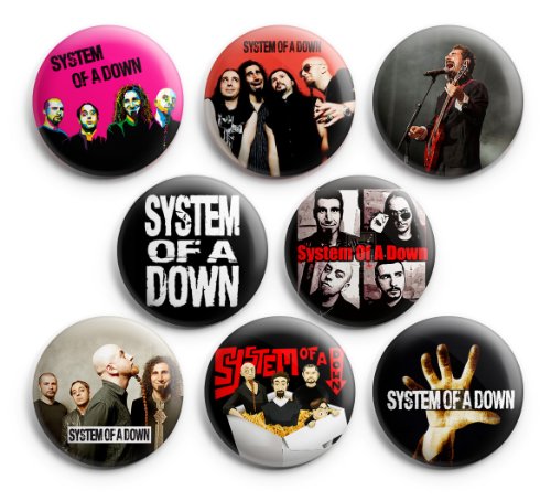 System of a Down Pinback Buttons Badge 1.25" (Set of 8) NEW