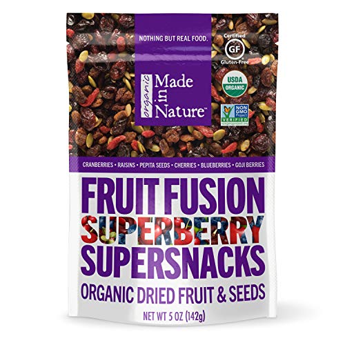 Made In Nature Organic Superberry Fruit Fusion, 5 Ounce (Pack of 6) – Fruit and Nut Trail Mix, Non-GMO, Unsulfured, Gluten FreeUSDA Organic