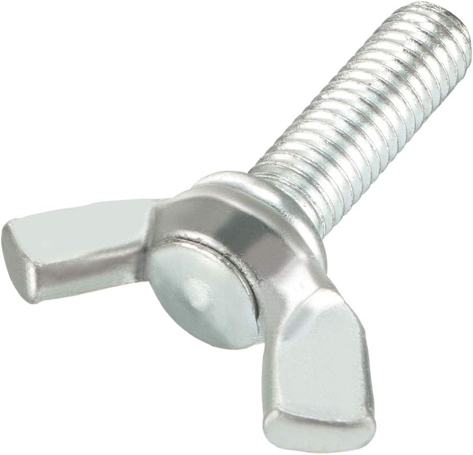 sourcing map Wingbolt Butterfly Wing Thumb Hand Screws Bolts M6x20mm 1mm Pitch Carbon Steel 10pcs - Image 5
