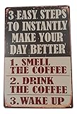 Steps to Wake up Coffee Funny Tin Sign Bar Pub Garage Diner Cafe Home Wall Decor Home Decor Art Poster Retro Vintage