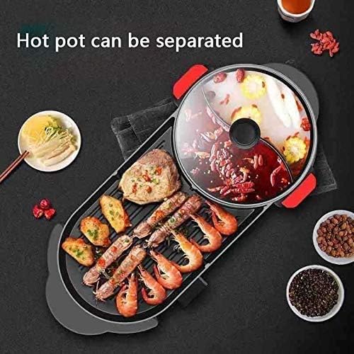 review CHENJIU BBQ Grill Hot Pot, Multi-Function Electric Barbecue Oven and Hot Pot with 5 Adjustable Electric Power Ideal for 2-5 Person Weekend Family Friend Party