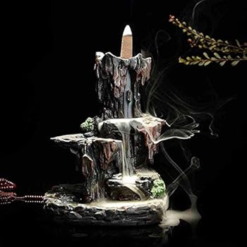 LEAFIS Waterfall Monk Backflow Incense Burner Mountain Tower Incense Holders for Home Office Yoga Aromatcherapy Ornamen (with 10 Cones)