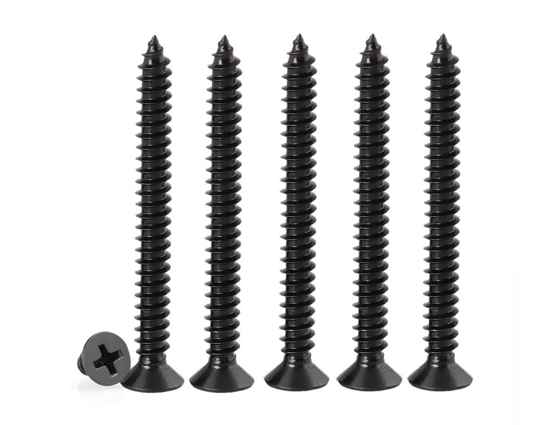 M4 Phillips Flat Head Self Tapping Screws,50 pcs Black M4 x 40mm Carbon Steel Wood Screws DIY Woodworking Screws with Box (M4 X 40mm 50 PCS)