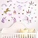 CCUT Cute Unicorn Wall Sticker Removal Unicorn Wall Decals PVC Wall Art Stickers Wall Mural Decor for Kids Girls Bedroom Home Nursery Room (Unicorn - New Design)
