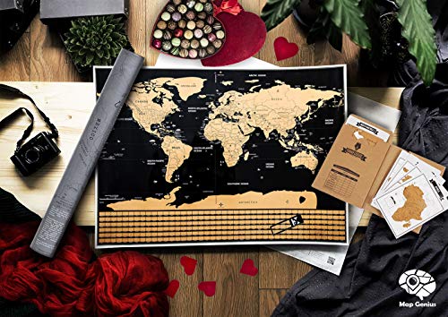 Scratch Off Map of The World - Premium 2 in 1 Deluxe Gift Set - Large
USA Outlined Scratch Off World Map Poster + Travelogue Travel Journal
with Scratch Off maps