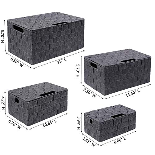 KEDSUM Woven Storage Baskets Boxes Bins, Black Storage Baskets with