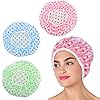 Shower-Caps-Waterproof-Bath-Cap-Reusable-Shower-Caps-Environmental-Protection-Hair-Bath-Caps-3-Pieces Shower Caps, Waterproof Bath Cap, Reusable Shower Caps, Environmental Protection Hair Bath Caps, 3 Pieces